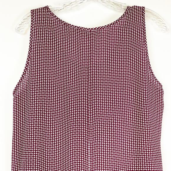 Loft Sleeveless Long Oversized Blouse Modest Red Cream Womens Size Medium - Picture 9 of 11